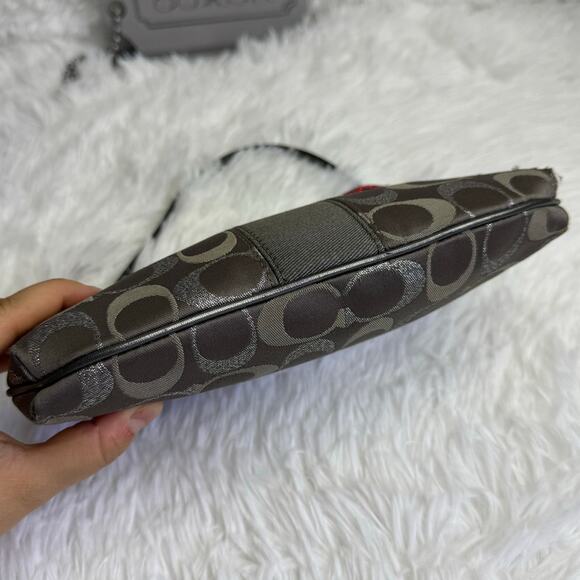 COACH y2k Gray Silver Signature Canvas  Mini Purse Wristlet - Picture 4 of 11